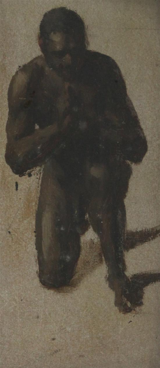 Attributed to Jules-Léon Flandrin (1871-1947) Study of a kneeling black man 6.75 x 3.25in. Ex. Collection Albert de Belleroche